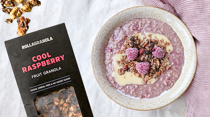 Pink Raspberry Protein Oats With Vanilla Custard
