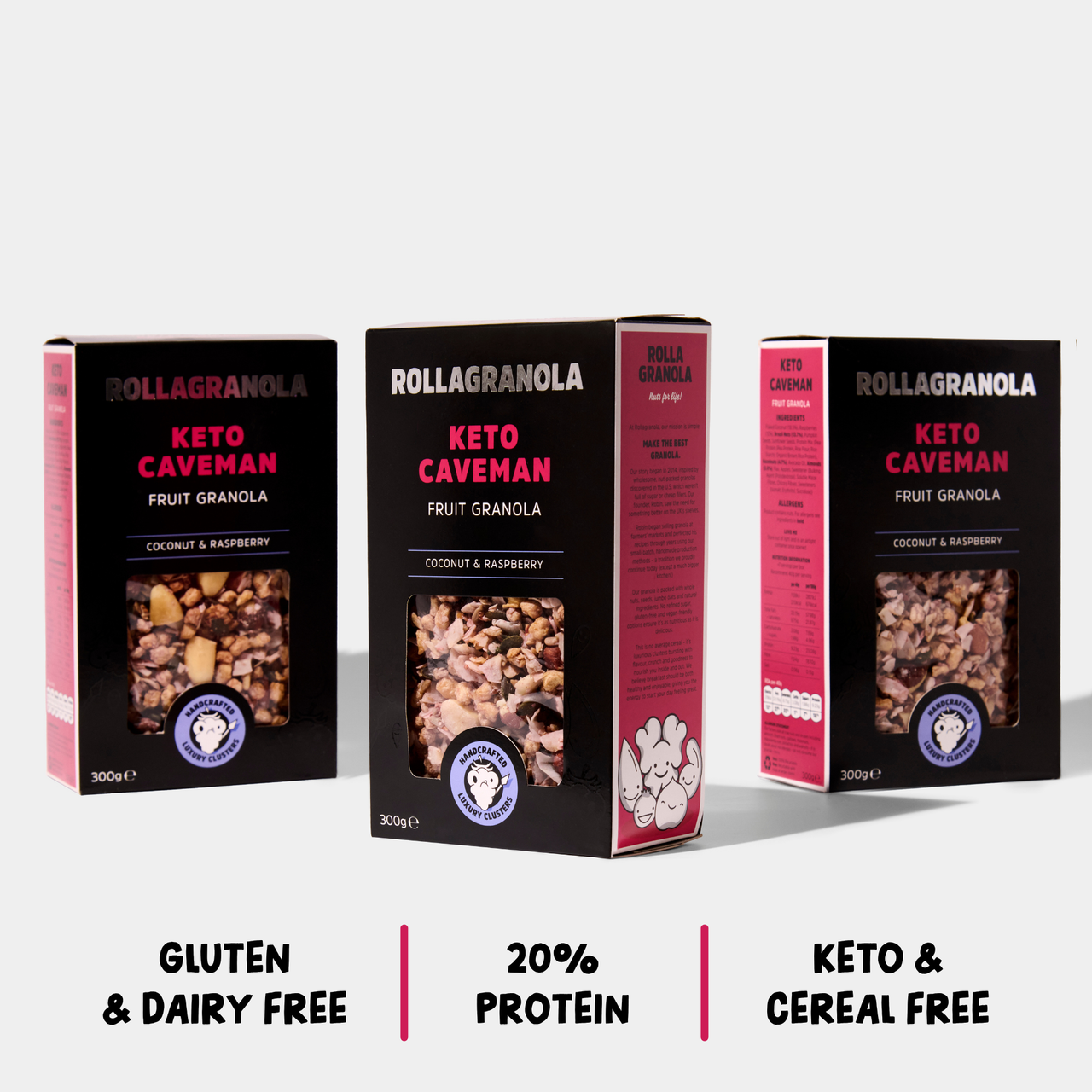 High protein, gluten-free granolas