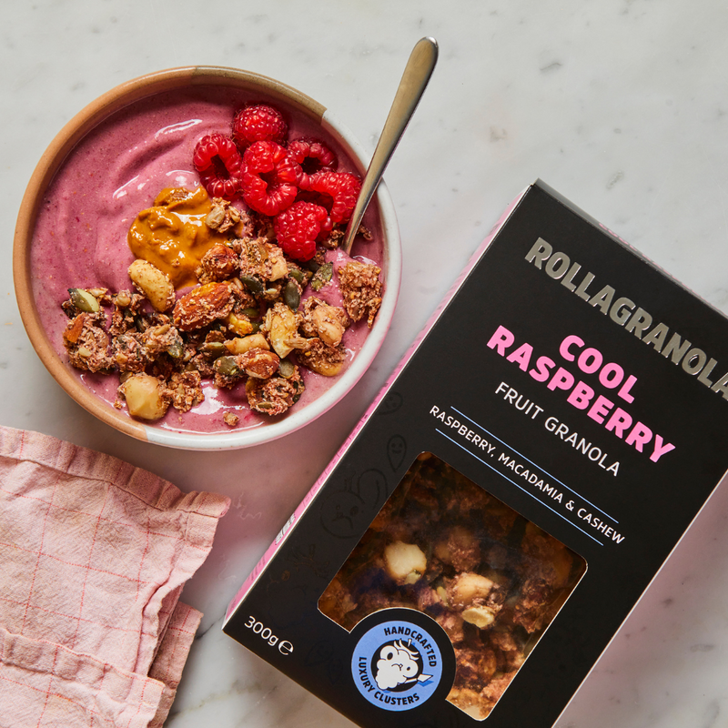 Healthy natural and delicious bowl of Cool Raspberry granola