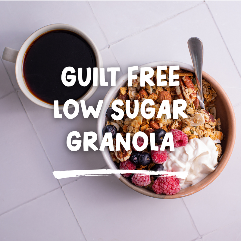 Granola bowl with coffee low sugar Almond & Pecan Crunch