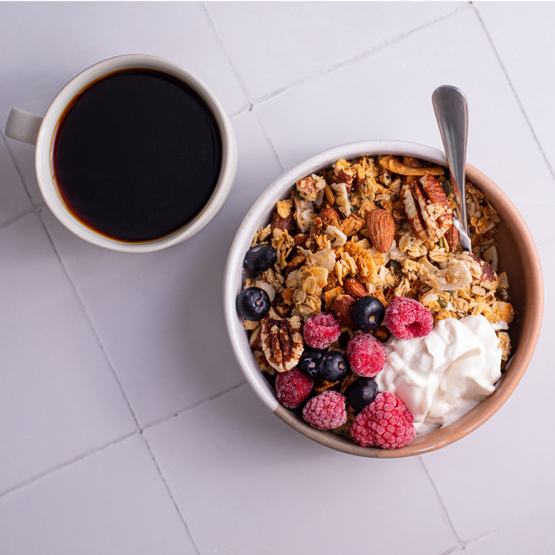 Vegan Granola and coffee 